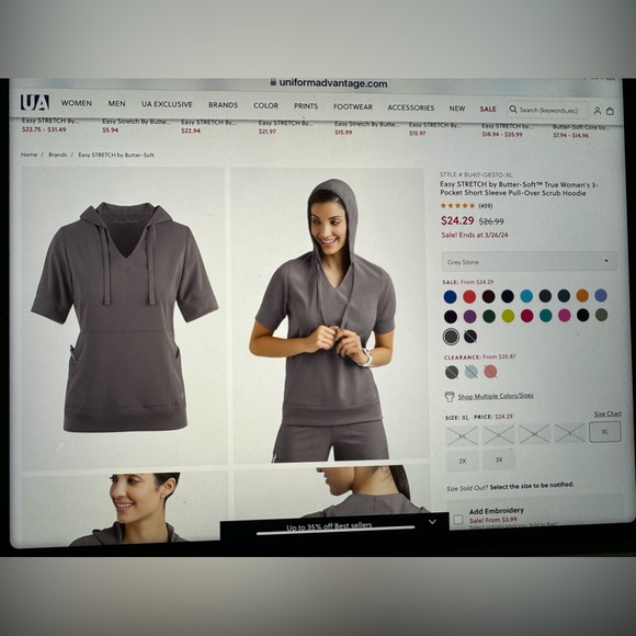 2 @ Easy stretch scrub top with hood and banded waist. ❤️❤️ black - Picture 8 of 9